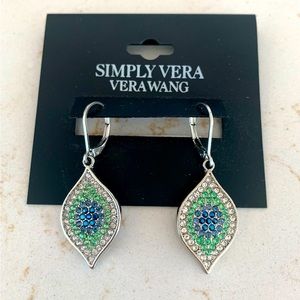 Peacock feather looking rhinestone earrings